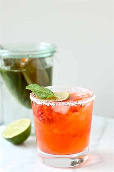 Strawberry Margaritas With Jalapeno Infused Tequila Perpetually Hungry