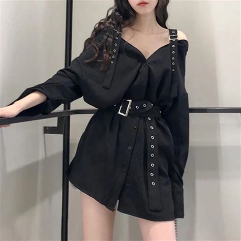 Off Shoulder Mini Dress In 2020 Edgy Outfits Black Women Dress Aesthetic Clothes