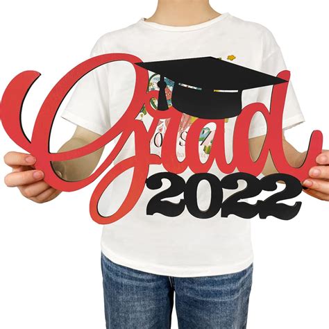 Buy Graduation Photo Booth Props 2022red And Black Grad 2022 Wooden