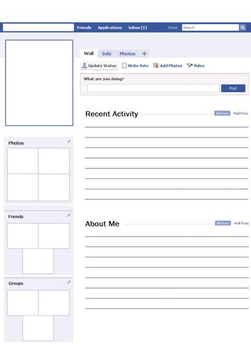 Blank Facebook Profile Template Worksheet