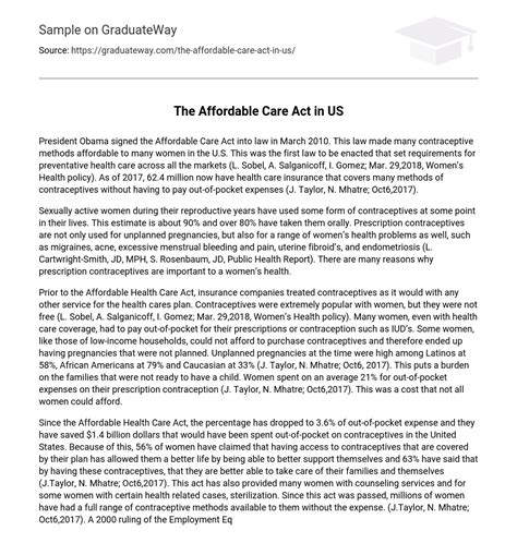 ⇉the affordable care act in us essay example graduateway