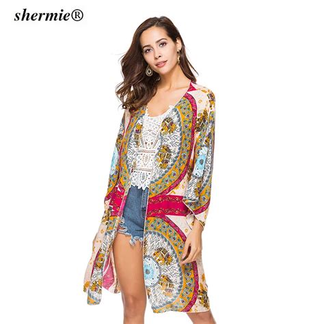 2018 New Arrivals Beach Cover Ups Floral Printed Women Chiffon Cardigan
