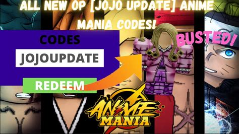 Jojo Update All New Anime Mania Codes Roblox Anime Mania Youtube
