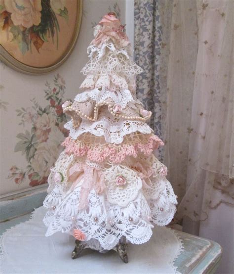Shabby Chic Lace Christmas Tree On Etsy Chic Christmas Decor Lace Christmas Tree Shabby Chic