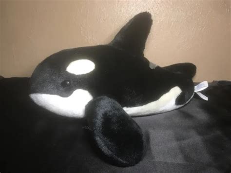 Sea World Shamu Orca Killer Whale Plush Black White Gray Stuffed Animal