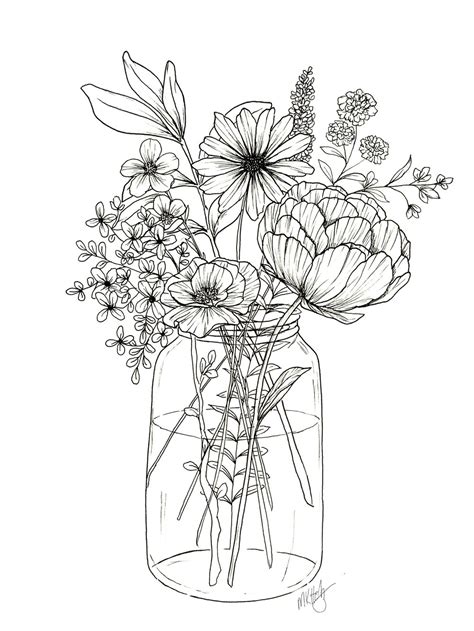 Free Floral Bouquet Coloring Page — Unique Moniquek Flower Art
