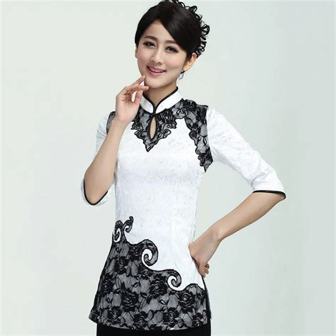buy spring summer new white chinese women s cotton shirt sexy lace flower