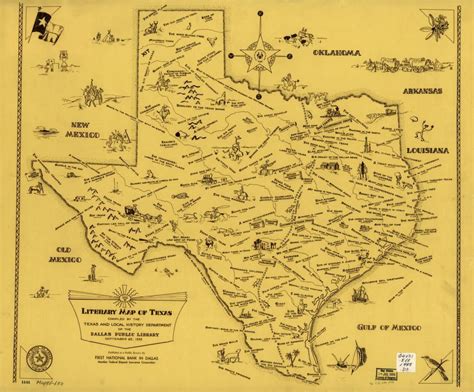 Literary Map Of Texas Library Of Congress