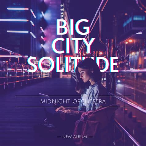 Beautiful Young Girl Standing In Big City Online Album Cover Template