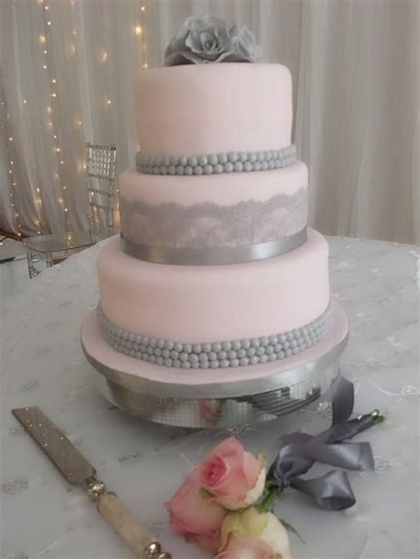 Pin By Teresa Bozin On Wedding Cakes Pink And Grey Wedding Cake Gray