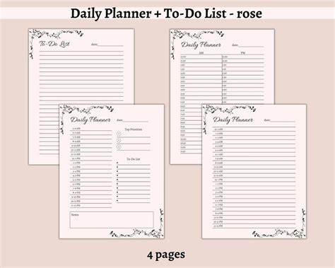 24 Hour Daily Planner Printable Daily To Do List Personal Etsy