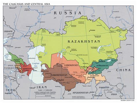 Large Political Map Of The Caucasus And Central Asia 2009 Vidiani