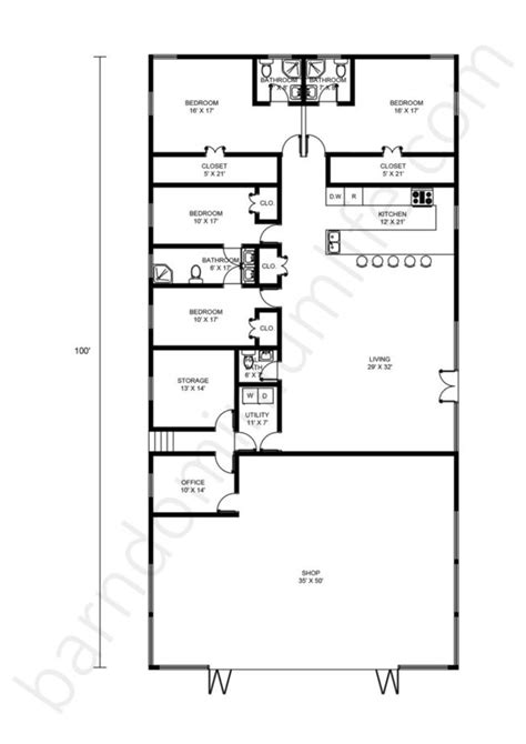 50x100 Barndominium Floor Plans With Shop 8 Expansive Yet Cozy