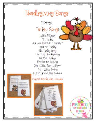 Happy thanksgiving is a fun, simple and silly song to celebrate your. Thanksgiving Songs ~ Preschool Printables