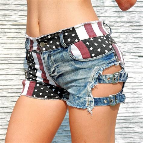 summer sexy women denim shorts hollow out bandage punk rock high waist tight skinny garter belt