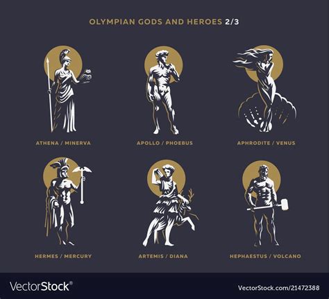 Olimpian Gods And Heroes Set Of Vector Illustrations Download A Free