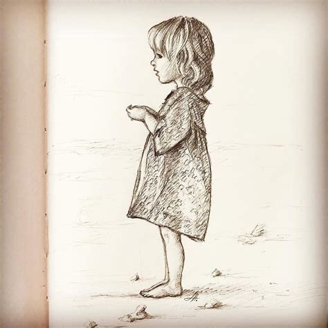Little Girl Drawing Quick Sketch Kiddrawing Kidsillustration