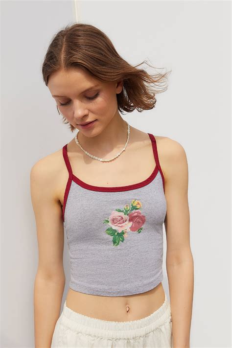 Truly Madly Deeply Contrast Trim Cropped Tank Top Urban Outfitters Cropped Tank Top Crop