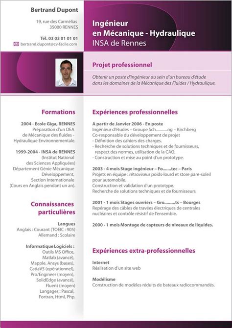 Exemple CV ingénieur  Création CV par CVFacile  Modèle cv, Cv