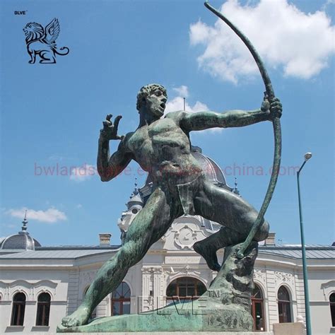 Blve Large Outdoor Metal Naked Man Ancient Greek God Sculpture Archery