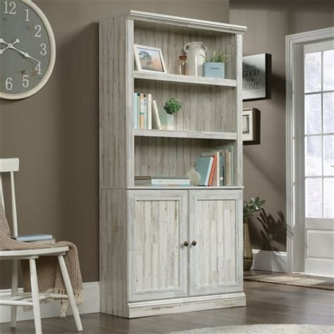 Pemberly Row 3 Shelf 2 Door Tall Wood Bookcase In White Plank 1 Kroger