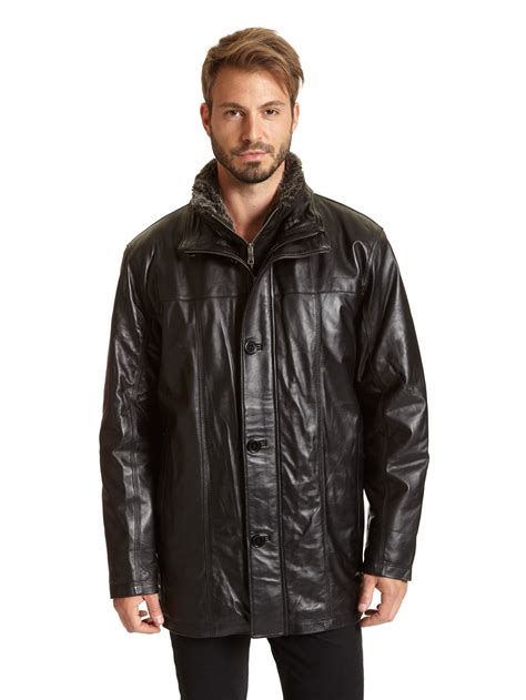 Excelled Excelled M2006nzh Mens Big And Tall Leather Car Coat With
