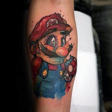 Hammock in nature with campfire mens small outer forearm tattoo. 80 Gamer Tattoos For Men - Video Game Design Ideas