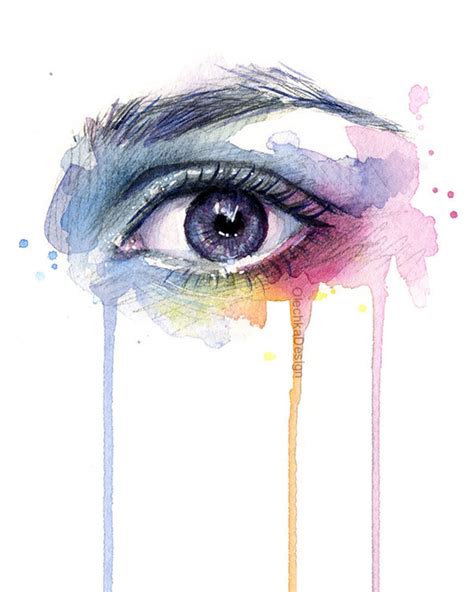 Beautiful Eye Dripping Rainbow Watercolor Art Print Surreal Etsy
