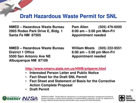 Ppt Hazardous Waste Permits Sandia National Laboratories Albuquerque