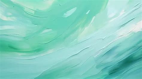 Hand Drawn Oil Painting Fragment Of Abstract Art In Mint Green