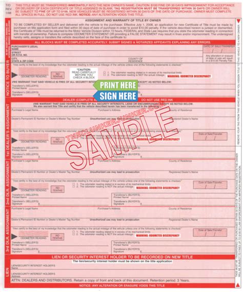 Ga Car Title Transfer Free Printable Documents