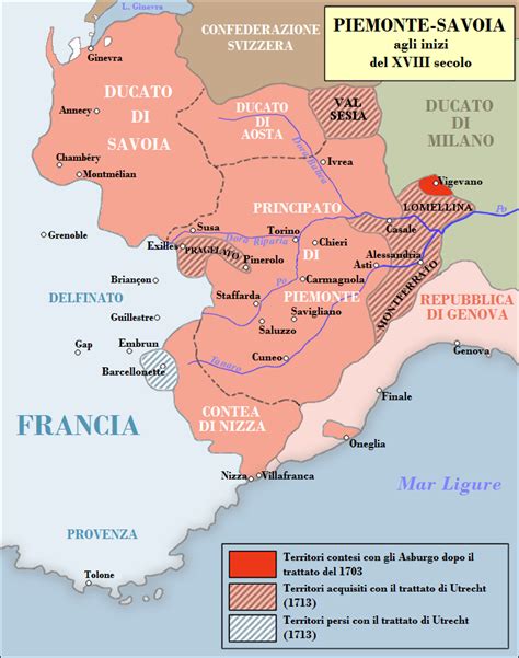 Mappa Dell Evoluzione Dei Domini Dei Duchi Savoia E Aosta E Principi Di