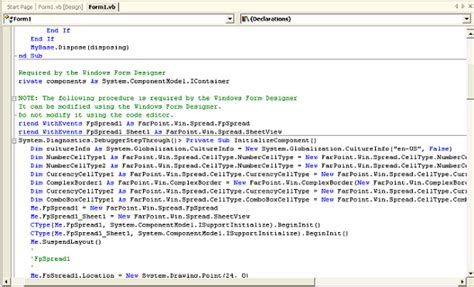 Simple Example Using Spread Designer Spread Windows Forms 130