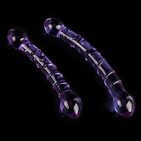 Double Ended Dildo Crystal Purple Pyrex Glass Dildo Artificial Penis