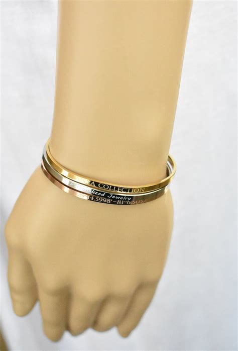 Cuff Bracelet Personalized Customized Stacking Bracelet Etsy