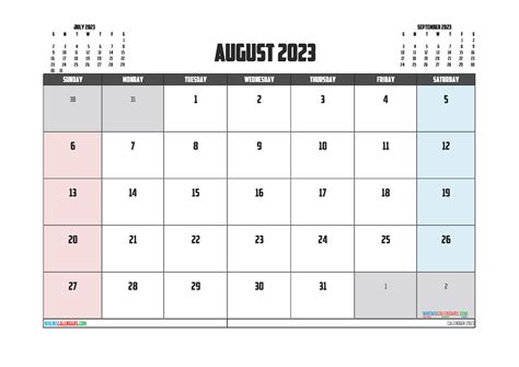 Printable August 2023 Calendar Free 12 Templates Calendar