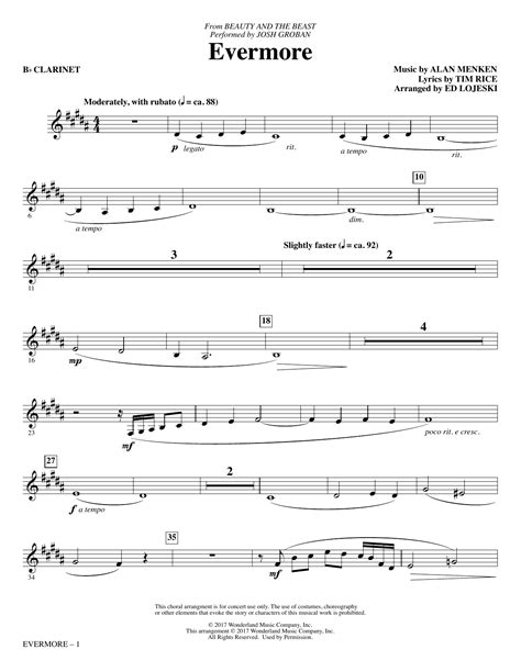 They are designed to make it easy for anyone to learn to play a song. Evermore - Bb Clarinet Sheet Music | Ed Lojeski | Choir ...