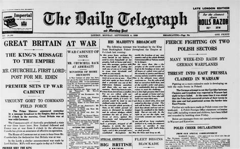 The Daily Telegraph 160th Anniversary September 4 1939 Britain S