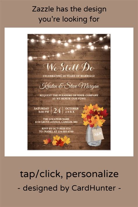 Wedding Vow Renewal Rustic Autumn Fall Leaves Invitation