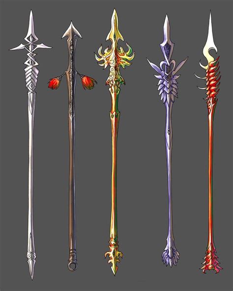 Spears 02 By Wen Fantasy Blade Fantasy Weapons