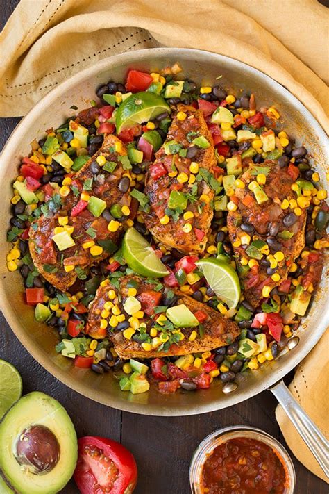 Pound out (or butterfly) a full boneless chicken breast to an even thickness. Tex-Mex Salsa Chicken Skillet - Cooking Classy