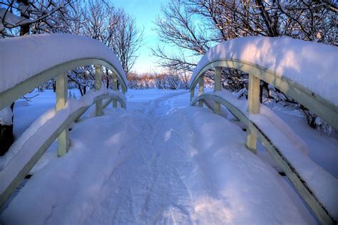 Crossing The Snowy Bridge Winter In New York Cloud Gate New York State