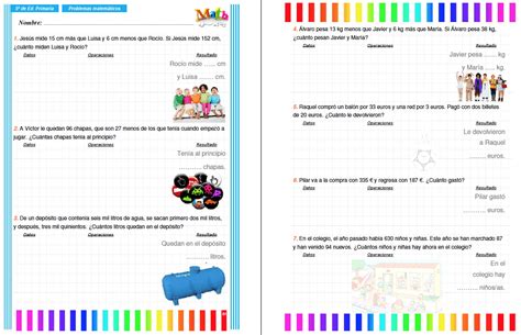 Colección De Problemas Para 5º De Primaria En Pdf E Interactivos