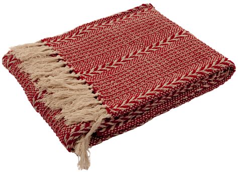 Cotton Stripe Weave Throw Blanket Burgundy Natural Collection Select