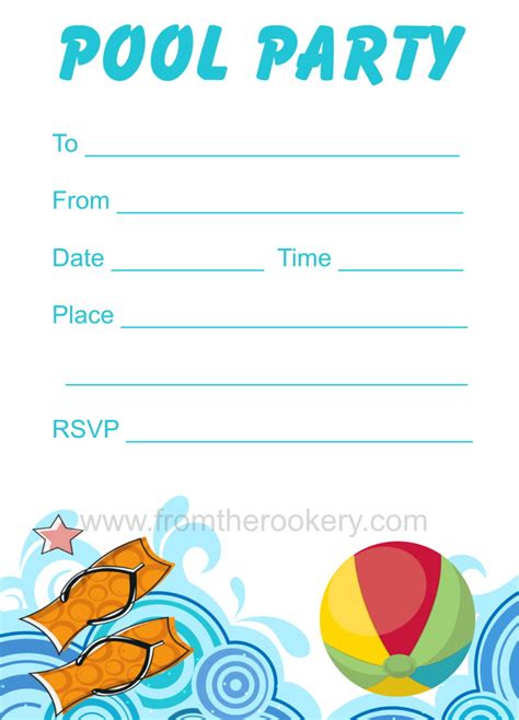 Dinywageman Printable Birthday Invitations Pool Party