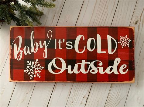 Baby Its Cold Outside Plaid Wood Sign Buffalo Plaid Sign Etsy