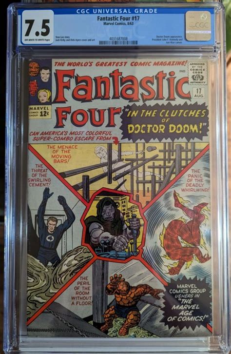 Fantastic Four 1961 1st Series 17 Cgc 75 Dr Doom And Jfk Cameo