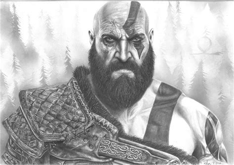 Kratos God Of War Handmade Original Drawing Print Printable Etsy