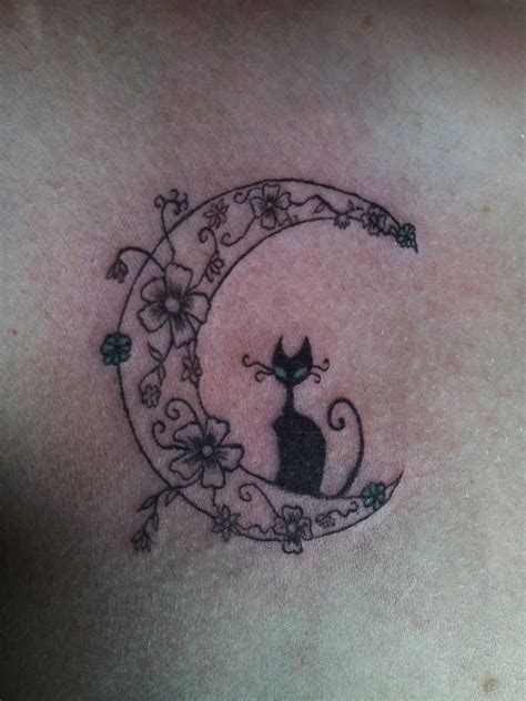 Black Cat And Moon Tattoo Flawssy