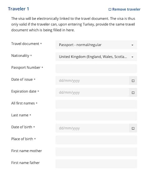 Application Form For The Turkey Visa